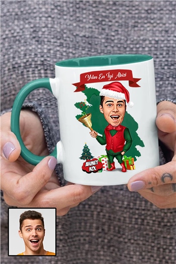 Abiye Yılbaşı Hediyesi Karikatürlü İçi Renkli Kupa Bardak