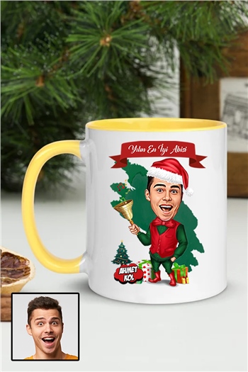 Abiye Yılbaşı Hediyesi Karikatürlü İçi Renkli Kupa Bardak