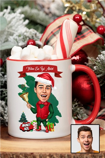 Abiye Yılbaşı Hediyesi Karikatürlü İçi Renkli Kupa Bardak