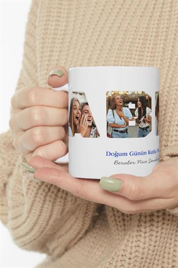 Ablaya Doğum Günü Hediyesi Abla Yazılı ve Fotoğraflı Kupa Bardak