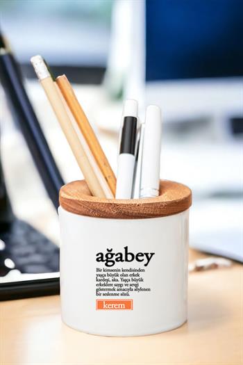 Ağabey Kelime Anlamı Ahşap Kapaklı Kalemlik