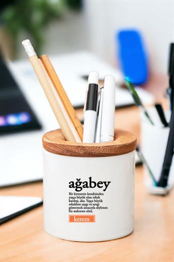 Ağabey Kelime Anlamı Ahşap Kapaklı Kalemlik