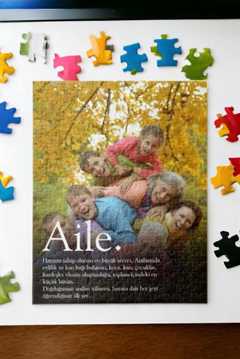 Aile Hediyesi Kelime Anlamı Yazılı ve Fotoğraflı Puzzle