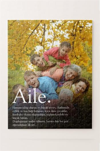 Aile Hediyesi Kelime Anlamı Yazılı ve Fotoğraflı Puzzle