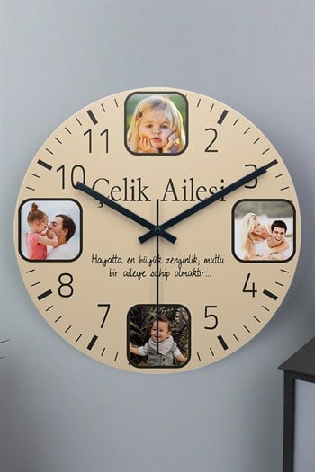 Ailelere Özel Hediyelik Ahşap Duvar Saati