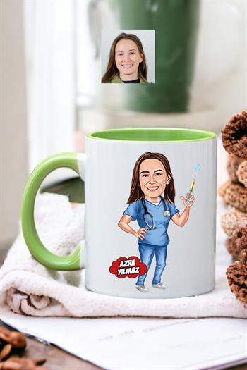 Anestezi Doktoruna Hediye Kişiye Özel Karikatürlü Kupa Bardak