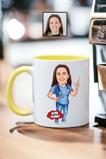 Anestezi Doktoruna Hediye Kişiye Özel Karikatürlü Kupa Bardak