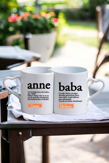 Anne Baba Yazılı Kupa Bardak Seti