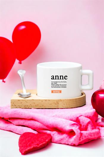 Anne Kelime Anlamı Ahşap Altlıklı Fincan