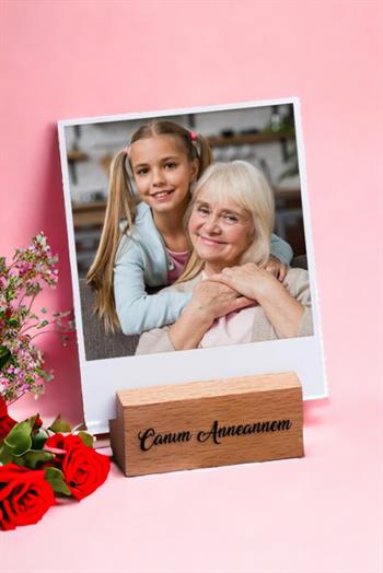 Anneanneye Babaanneye Hediye Ahşap Standlı Polaroid Fotoğraf Seti