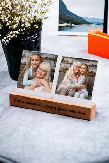 Anneanneye Hediye Masaüstü Fotoğraflı Ahşap Stand