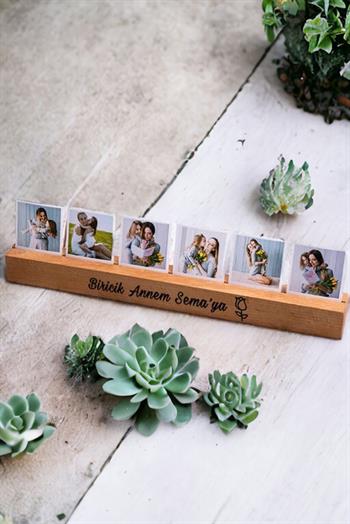 Anneler Günü Hediyesi 6 Fotoğraflı Ahşap Stand