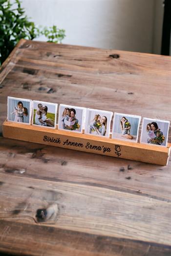 Anneler Günü Hediyesi 6 Fotoğraflı Ahşap Stand