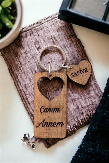 Anneler Günü Hediyesi Ahşap Anahtarlık
