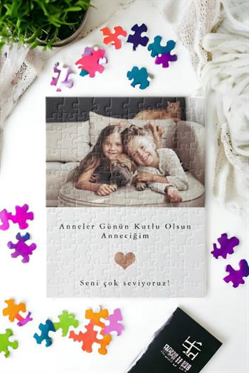 Anneler Günü Hediyesi Fotoğraflı ve Mesajlı Dikdörtgen Puzzle