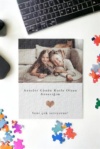 Anneler Günü Hediyesi Fotoğraflı ve Mesajlı Dikdörtgen Puzzle