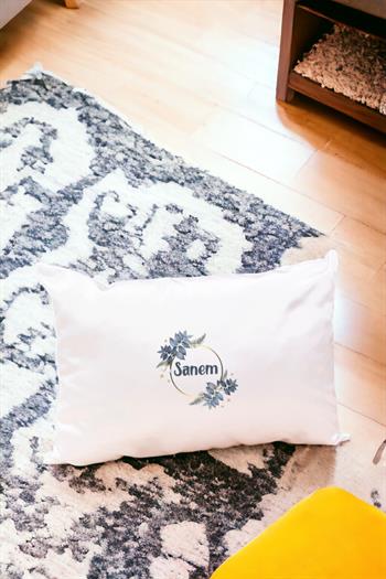 Anneler Günü Hediyesi İsme Özel Çiçek Desenli Dikdörtgen Yastık