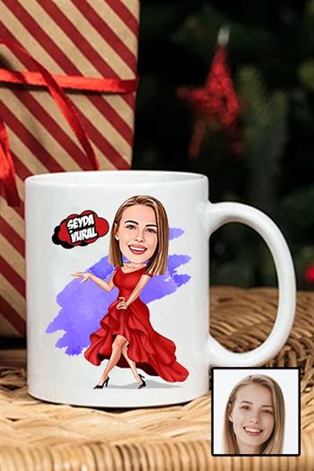 Anneler Günü Hediyesi Kişiye Özel Karikatürlü Beyaz Kupa Bardak