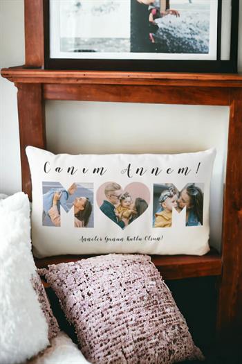 Anneler Günü Hediyesi Mom Tasarım Dikdörtgen Yastık