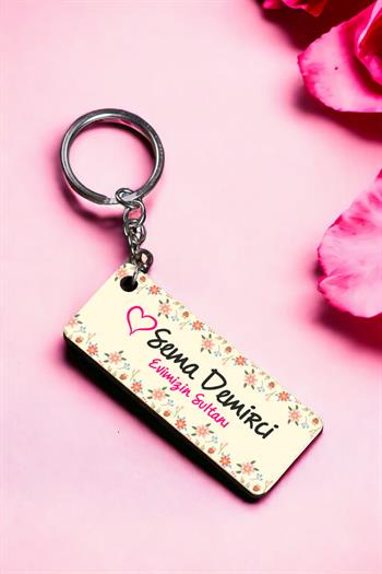 Annem İçin Hediye İsimli Dikdörtgen Anahtarlık
