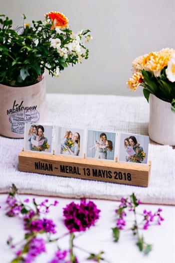 Anneye Dekoratif Hediye Fotoğraflı Ahşap Stand