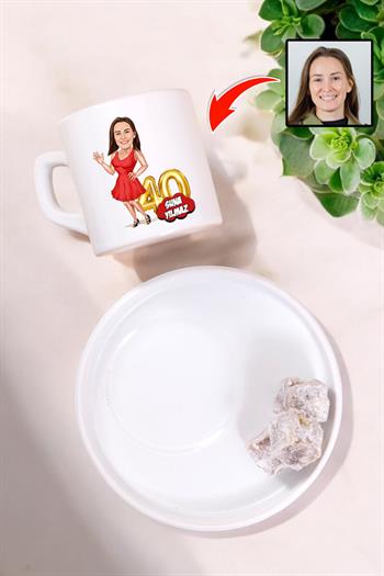 Anneye Doğum Günü Hediyesi Karikatürlü Kahve Fincanı
