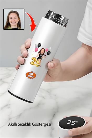 Anneye Doğum Günü Hediyesi Karikatürlü Termos Bardak