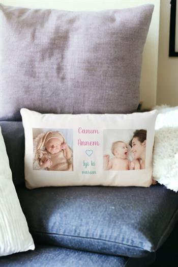 Anneye Fotoğraflı Hediye  Özel Tasarım Dikdörtgen Yastık