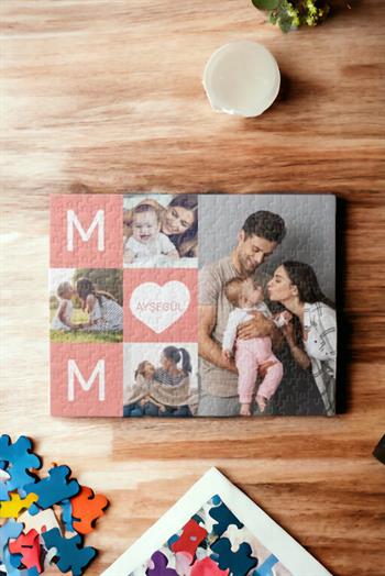 Anneye Hediye Mom Tasarım Fotoğraf Baskılı Puzzle