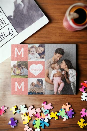 Anneye Hediye Mom Tasarım Fotoğraf Baskılı Puzzle