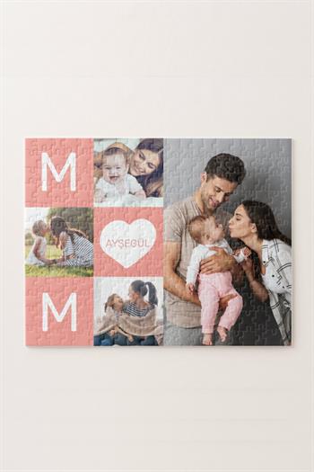 Anneye Hediye Mom Tasarım Fotoğraf Baskılı Puzzle