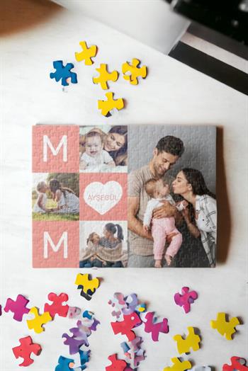 Anneye Hediye Mom Tasarım Fotoğraf Baskılı Puzzle