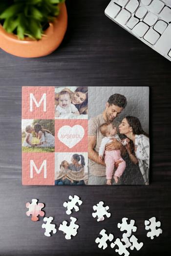 Anneye Hediye Mom Tasarım Fotoğraf Baskılı Puzzle