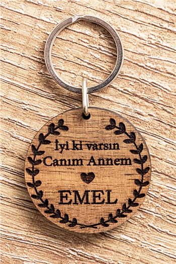 Anneye Hediye Özel Tasarım Ahşap Anahtarlık