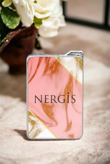 Anneye Hediye Pembe Mermer Tasarım İsimli Çakmak