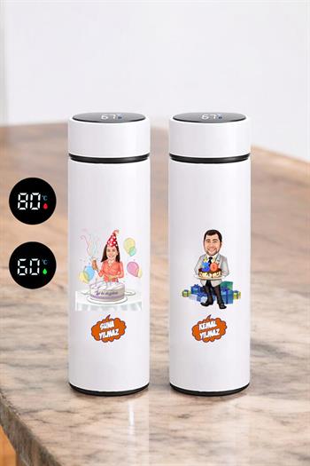 Arkadaşa Doğum Günü Hediyesi Karikatürlü Akıllı Termos