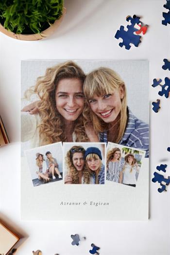 Arkadaşa Hediye Fotoğraflı ve İsim Yazılı Kolaj Puzzle