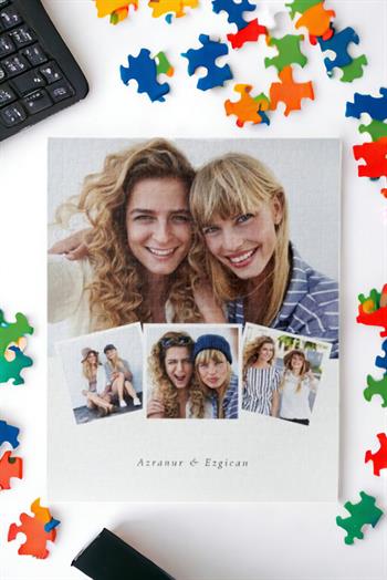 Arkadaşa Hediye Fotoğraflı ve İsim Yazılı Kolaj Puzzle