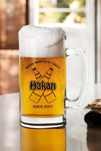 Arkadaşa Hediye İsme Özel Bira Bardağı