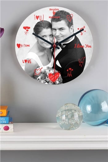 Aşk Zamanı Fotoğraflı Duvar Saati
