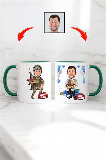 Asker Eşe Doğum Günü Hediyesi Karikatürlü Kupa Bardak