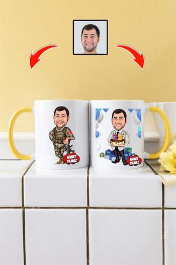 Askere Doğum Günü Hediyesi Karikatürlü Kupa Bardak