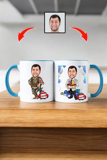Askere Doğum Günü Hediyesi Karikatürlü Kupa Bardak
