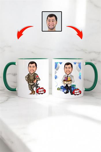 Askere Doğum Günü Hediyesi Karikatürlü Kupa Bardak