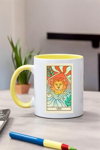 Aslan Burcu Kadınına Hediye Renkli Kupa Bardak