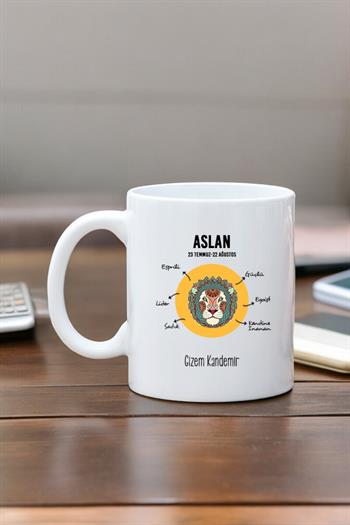 Aslan Burcuna Hediye Kişiye Özel Kupa Bardak