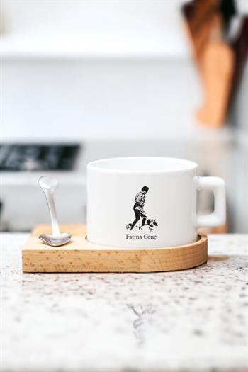 Atatürklü İsme Özel Ahşap Altlıklı Fincan
