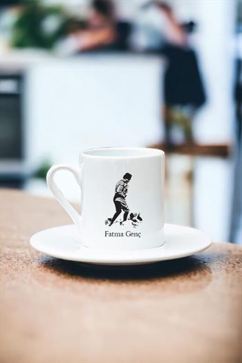 Atatürklü İsme Özel Beyaz Türk Kahvesi Fincanı