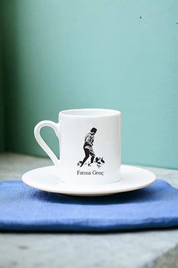 Atatürklü İsme Özel Beyaz Türk Kahvesi Fincanı