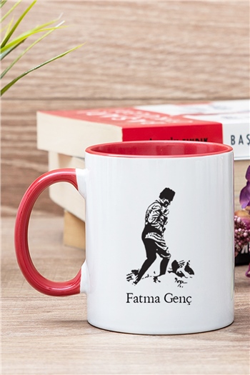 Atatürklü İsme Özel İçi Renkli Kupa Bardak